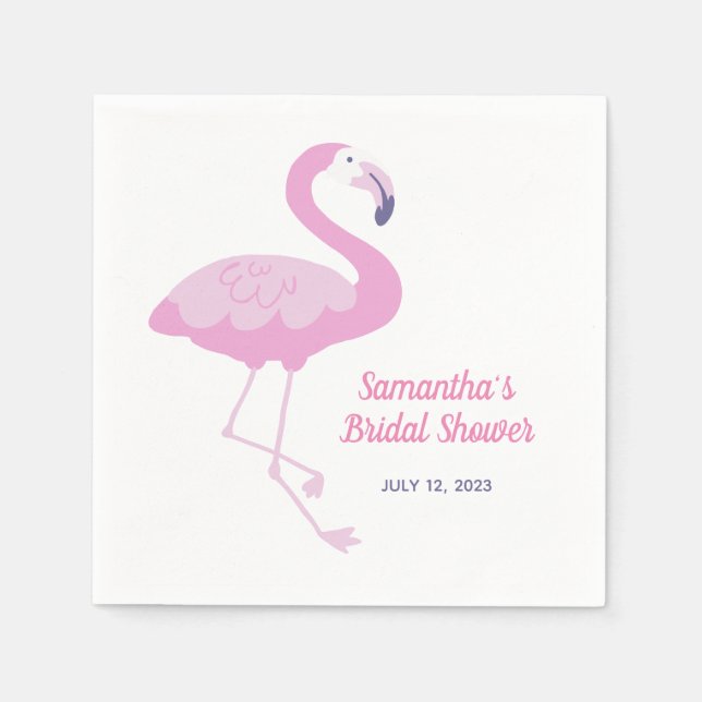 Servilleta De Papel Cute Pink Flamingo Ducha Nupcial Tropical (Anverso)