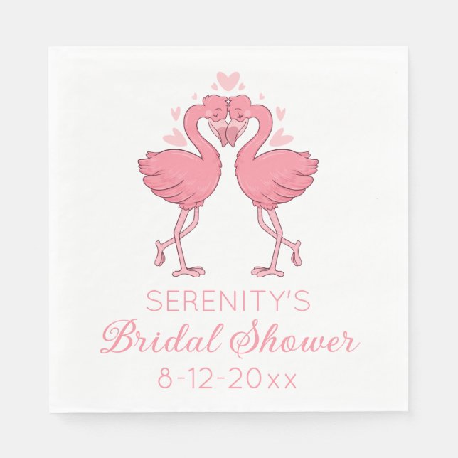 Servilleta De Papel Cute Pink Flamingos Tropical Beach Bridal Shower (Anverso)