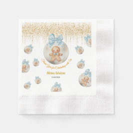 Servilleta De Papel  Cute Pink Gingerbread  boy in Christmas Bauble 