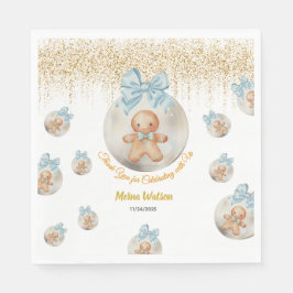 Servilleta De Papel  Cute Pink Gingerbread boy in Christmas Bauble 