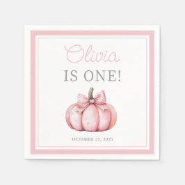 Servilleta De Papel Cute Pink Pumpkin Baby Girl First Birthday