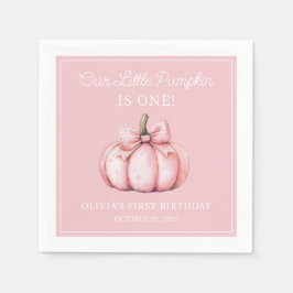 Servilleta De Papel Cute Pink Pumpkin Girl Baby First Birthday