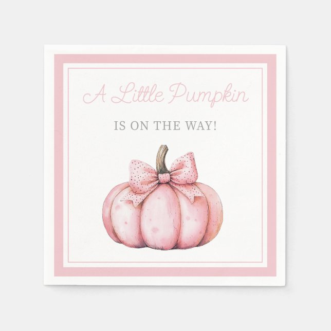 Servilleta De Papel Cute Pink Pumpkin Girl Baby Shower (Anverso)