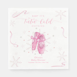 Servilleta De Papel Cute Pink Snowflake Ballerina Girl Baby Shower 