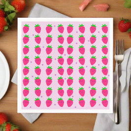 Servilleta De Papel Cute Pink Strawberry Pattern Birday Party Kids
