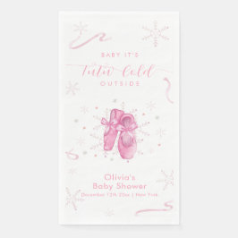 Servilleta De Papel Cute Pink Winter Snowflake Ballerina Baby Shower 