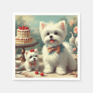 Servilleta De Papel Cute pintura maltesa de cachorros