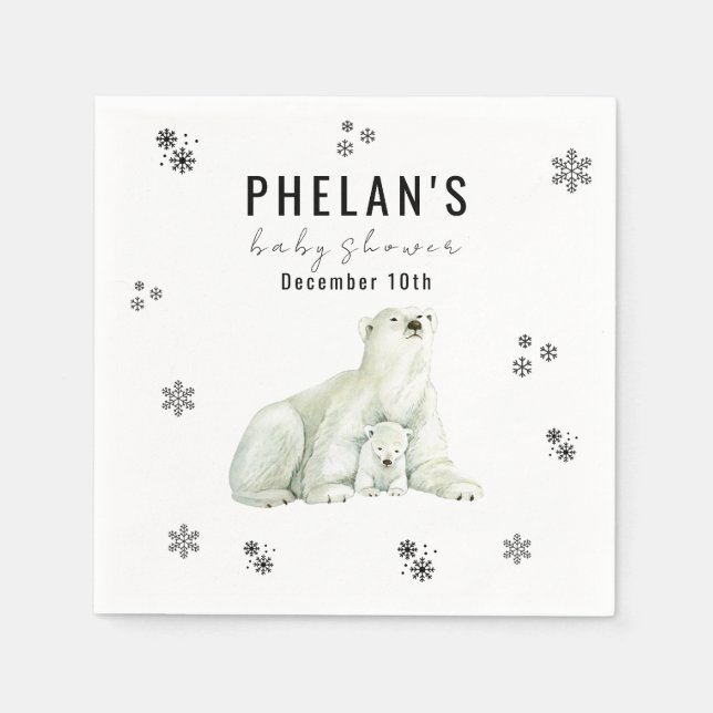 Servilleta De Papel Cute Polar Bear Winter Baby Shower (Anverso)