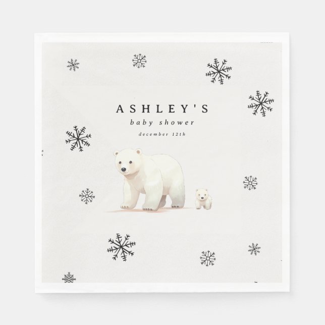 Servilleta De Papel Cute Polar Bear Winter Baby Shower (Anverso)