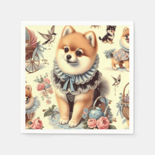 Servilleta De Papel Cute Pomeranian Painting