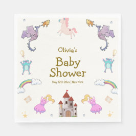 Servilleta De Papel Cute Princess Dragon Unicorn Baby Shower