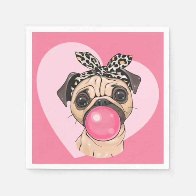 Servilleta De Papel Cute Pug (Anverso)