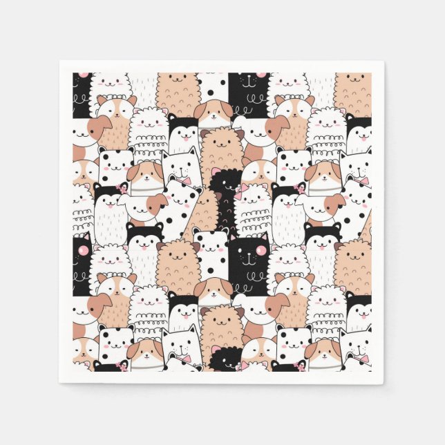 Servilleta De Papel Cute Pugs (Anverso)