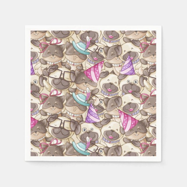 Servilleta De Papel Cute Pugs (Anverso)