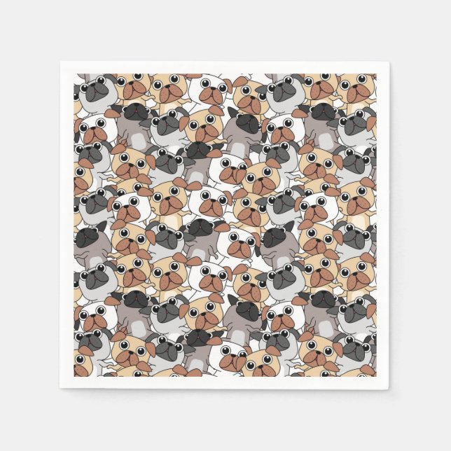 Servilleta De Papel Cute Pugs (Anverso)