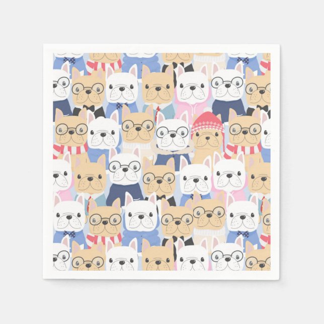 Servilleta De Papel Cute Pugs (Anverso)