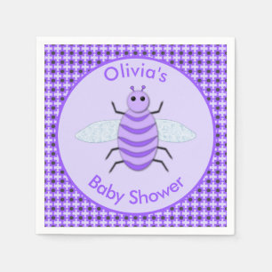 Servilleta De Papel Cute Purple Baby Bee Sexo Neutral Baby Shower