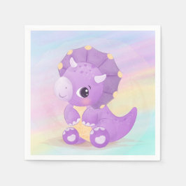 Servilleta De Papel Cute Purple Dinosaur Baby Shower