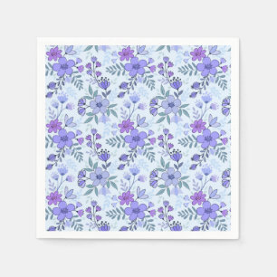 Servilleta De Papel Cute Purple Hand Drawn Florines Napkins