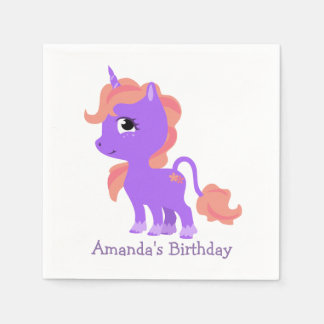 Servilleta De Papel Cute púrpura unicornio Personalizado Napkins Cumpl