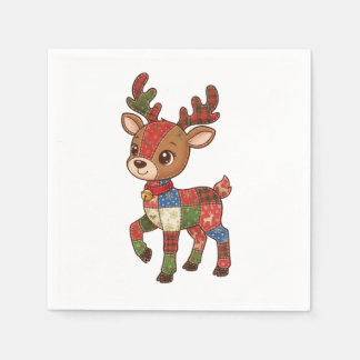 Servilleta De Papel Cute Quilted Patchwork Reindeer | Christmas Holida