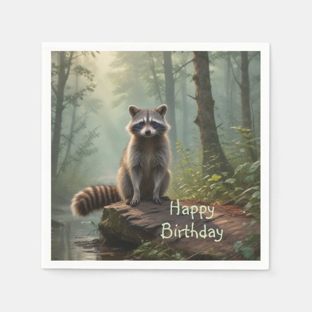 Servilleta De Papel Cute Raccoon (Anverso)