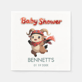 Servilleta De Papel Cute Ram Winter Baby Shower Napkin