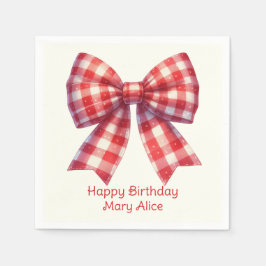 Servilleta De Papel Cute Red and Cream Gingham Bow