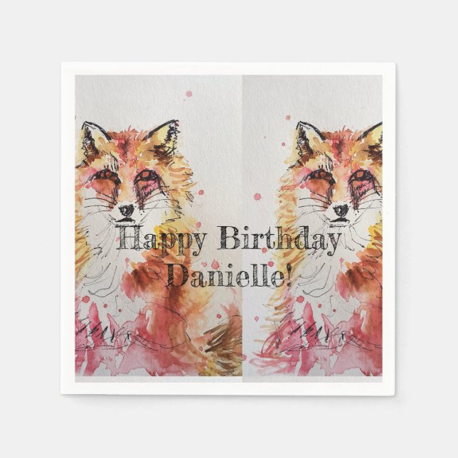 Servilleta De Papel Cute Red Fox Cumpleaños Chica Decoración Serviette (Anverso)