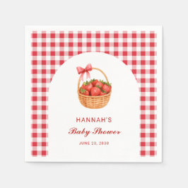 Servilleta De Papel Cute Red Gingham Strawberry Girl Baby Shower