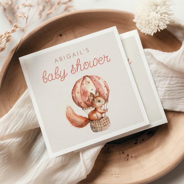 Servilleta De Papel Cute Red Squirrel Balloon Baby Shower (Subido por el creador)