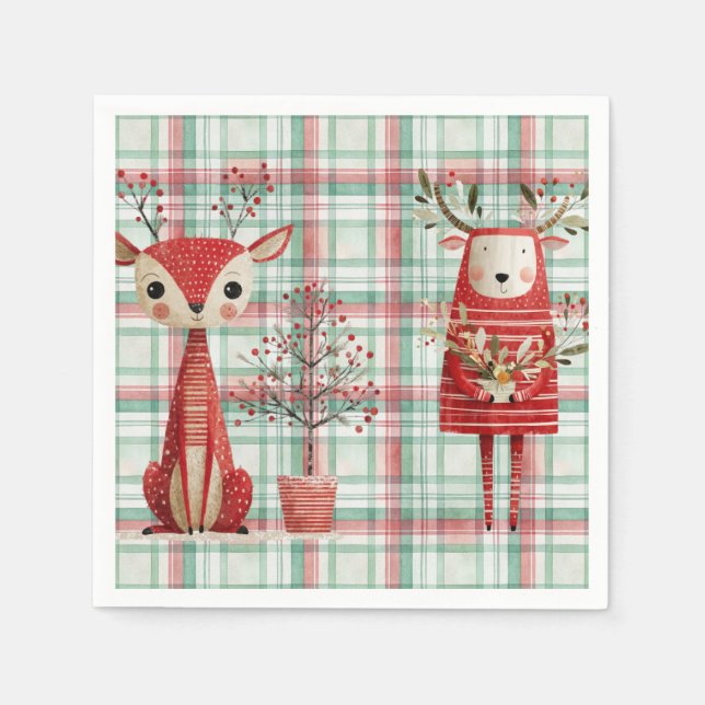 Servilleta De Papel Cute renos de invierno (Anverso)
