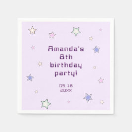 Servilleta De Papel Cute Retro Pastel Stars Light Pink Kids Birthday 