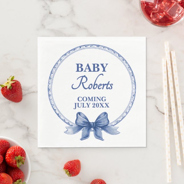 Servilleta De Papel Cute Royal Blue Boy Baby Shower (In situ)
