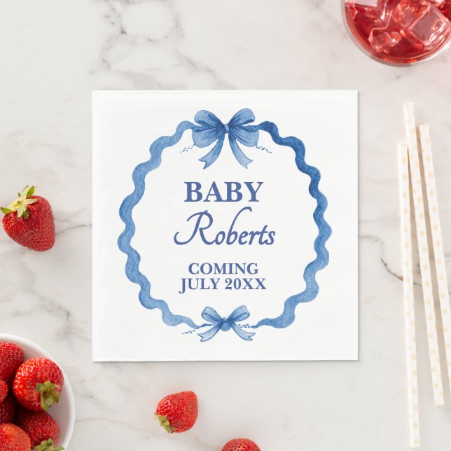 Servilleta De Papel Cute Royal Blue Boy Baby Shower (In situ)
