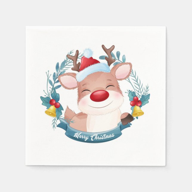 Servilleta De Papel Cute Rudolph (Anverso)