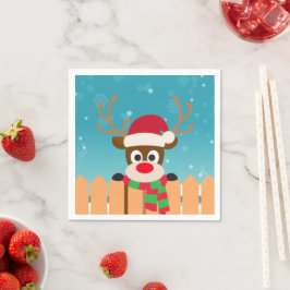 Servilleta De Papel Cute Rudolph El Reno De La Nariz Roja | Napkin
