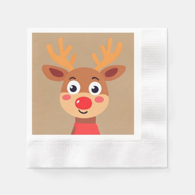 Servilleta De Papel Cute Rudolph La Nariz Roja Papel De Reno (Anverso)