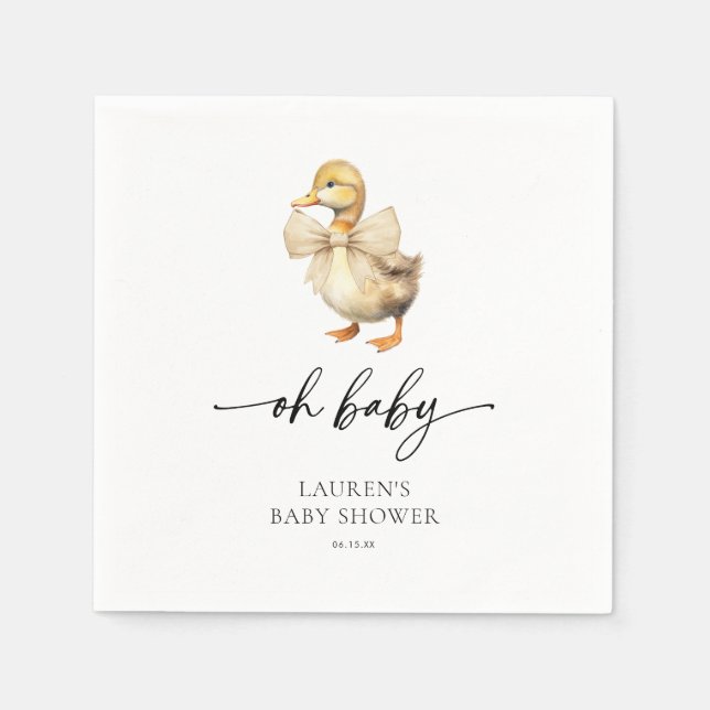 Servilleta De Papel Cute Rustic Duck Baby Shower (Anverso)