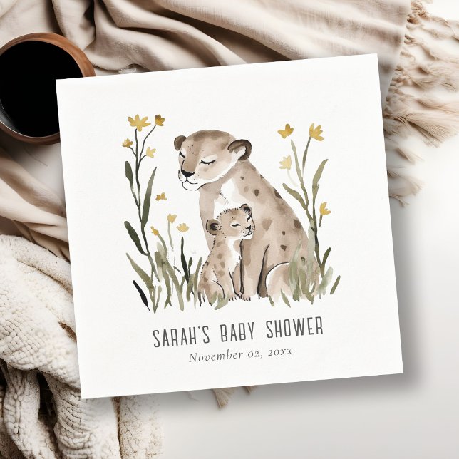 Servilleta De Papel Cute Rustic Mum and Baby Tiger Foliage Baby Shower (Subido por el creador)