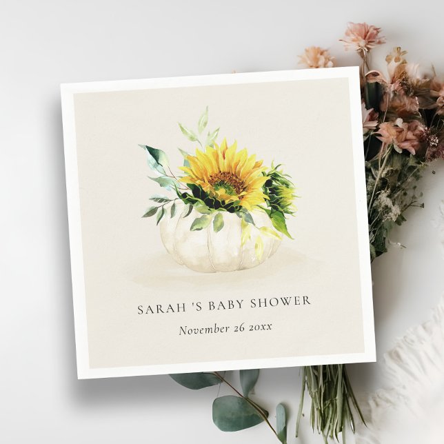Servilleta De Papel Cute Rustic Sunflower Pumpkin Floral Baby Shower (Subido por el creador)