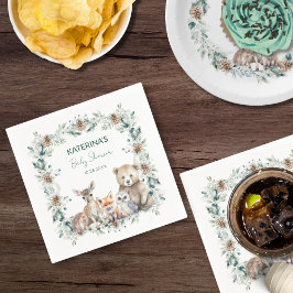 Servilleta De Papel Cute Rustic Winter Woodland Animals Baby Shower