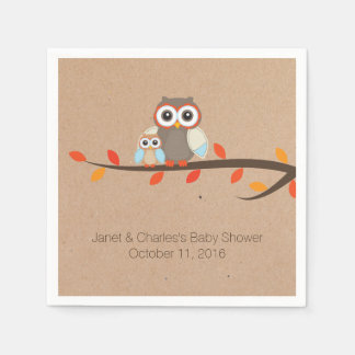 Servilleta De Papel Cute Rústica Lechuzas de papel Baby Shower