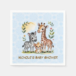 Servilleta De Papel Cute Safari Animal Trio Boy Baby Shower