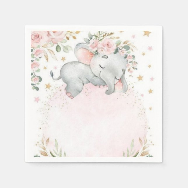 Servilleta De Papel Cute Safari Animals First Birthday  Decor (Anverso)