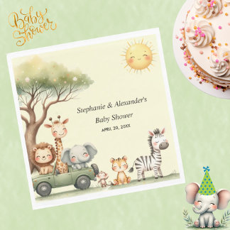Servilleta De Papel Cute safari animals gender neutral baby shower