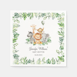 Servilleta De Papel Cute Safari Jungle Animals Greenery Baby Shower