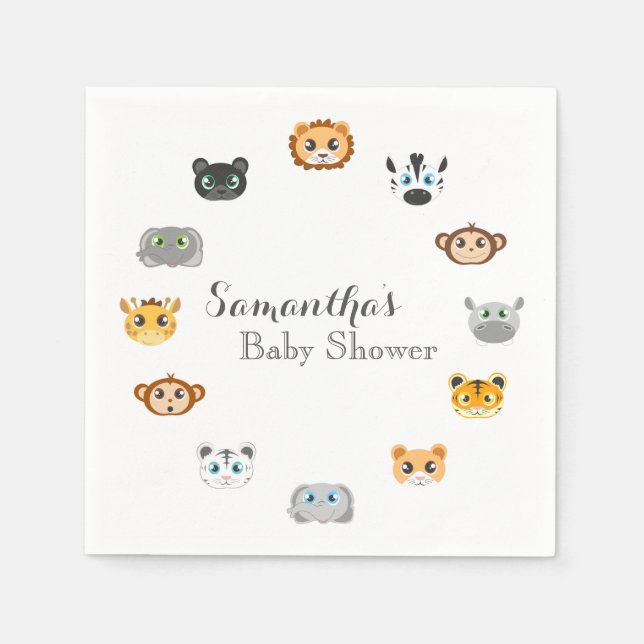 Servilleta De Papel Cute Safari Jungle Baby Shower (Anverso)