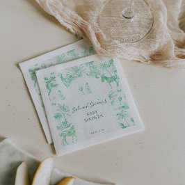 Servilleta De Papel Cute Safari Toile de Jouy | Mint Baby Shower