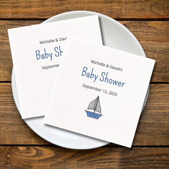 Servilleta De Papel Cute Sailboat Nautical Baby Boy Couples Shower (Subido por el creador)